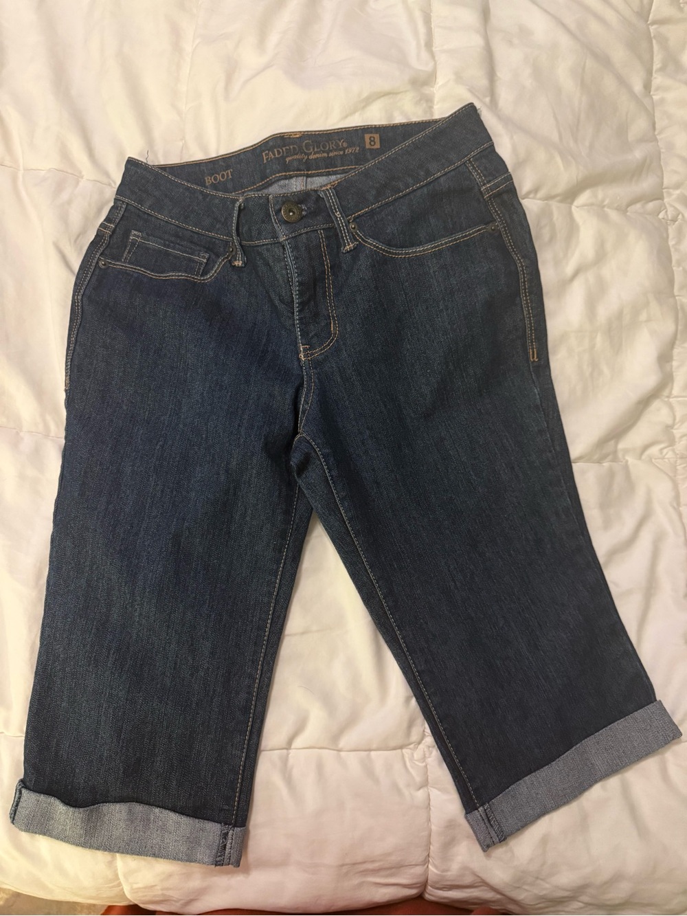 Faded Glory Dark Indigo Rolled Cuff Bermuda Shorts